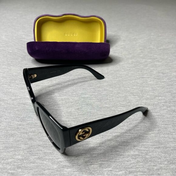 GUCCI Authentic Women's Gold Logo Havana Sunglasses - Picture 3 of 12